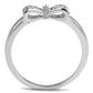 3W1235 - Rhodium Brass Ring with AAA Grade CZ  in Clear-2