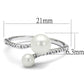 3W1236 - Rhodium Brass Ring with Synthetic Pearl in White-1