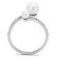 3W1236 - Rhodium Brass Ring with Synthetic Pearl in White-2