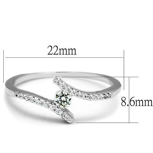 3W1237 - Rhodium Brass Ring with AAA Grade CZ  in Clear-1