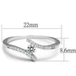 3W1237 - Rhodium Brass Ring with AAA Grade CZ  in Clear-1