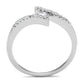 3W1237 - Rhodium Brass Ring with AAA Grade CZ  in Clear-2