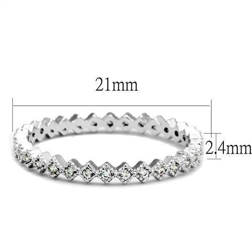 3W1238 - Rhodium Brass Ring with AAA Grade CZ  in Clear-1