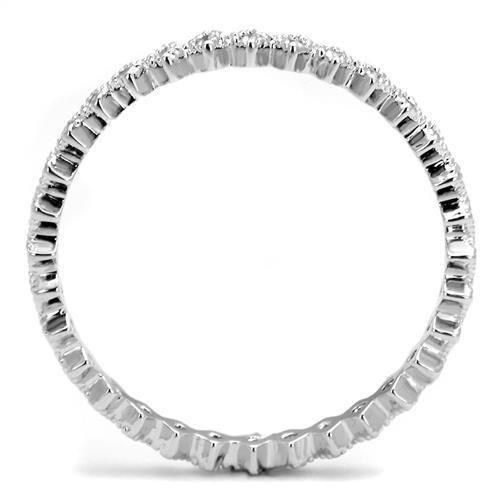 3W1238 - Rhodium Brass Ring with AAA Grade CZ  in Clear-2