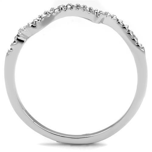 3W1239 - Rhodium Brass Ring with AAA Grade CZ  in Clear-2