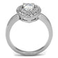 3W1242 - Rhodium Brass Ring with AAA Grade CZ  in Clear-2
