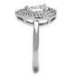 3W1242 - Rhodium Brass Ring with AAA Grade CZ  in Clear-3