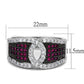 3W1243 - Rhodium + Ruthenium Brass Ring with AAA Grade CZ  in Ruby-1