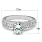 3W1253 - Rhodium Brass Ring with AAA Grade CZ  in Clear-1