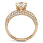 3W1254 - Rose Gold Brass Ring with AAA Grade CZ  in Clear-2