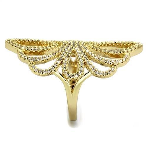 3W1274 - Gold Brass Ring with AAA Grade CZ  in Clear-3