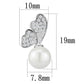 3W1299 - Rhodium Brass Earrings with Synthetic Pearl in White-1
