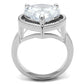 3W1305 - Rhodium Brass Ring with AAA Grade CZ  in Clear-2