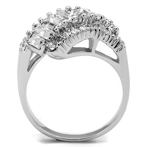 3W1306 - Rhodium Brass Ring with Top Grade Crystal  in Clear-2