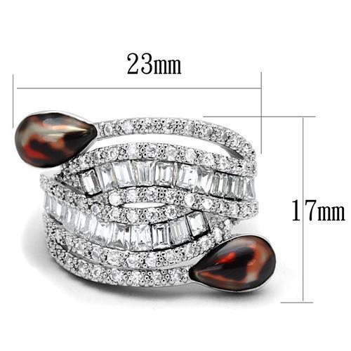 3W1307 - Rhodium Brass Ring with AAA Grade CZ  in Clear-1