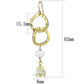 3W1312 - Gold Brass Earrings with Semi-Precious Pearl in White-1