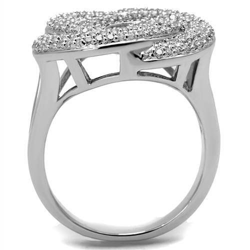 3W1319 - Rhodium Brass Ring with AAA Grade CZ  in Clear-2