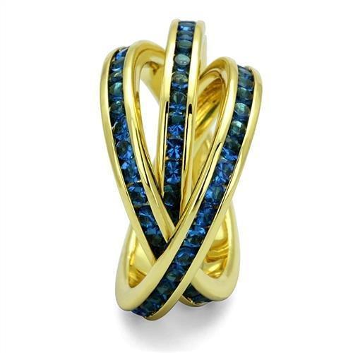 3W1329 - Gold Brass Ring with Synthetic Synthetic Glass in Montana-3