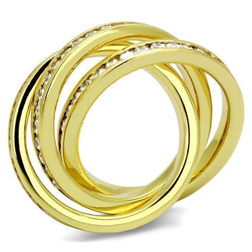 3W1330 - Gold Brass Ring with AAA Grade CZ  in Clear-2
