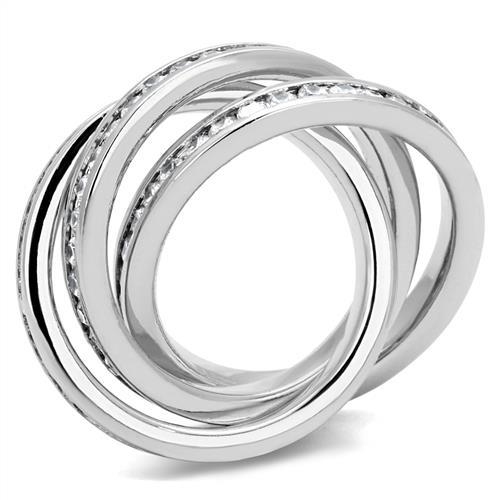 3W1331 - Rhodium Brass Ring with AAA Grade CZ  in Clear-2