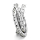 3W1331 - Rhodium Brass Ring with AAA Grade CZ  in Clear-3