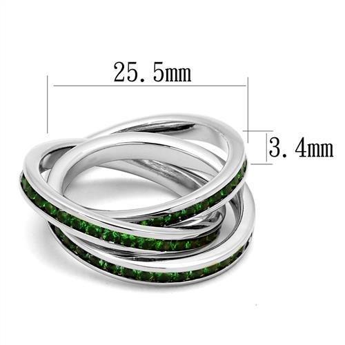 3W1332 - Rhodium Brass Ring with Synthetic Synthetic Glass in Emerald-1