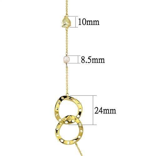 3W1335 - Gold Brass Necklace with AAA Grade CZ  in Citrine Yellow-1