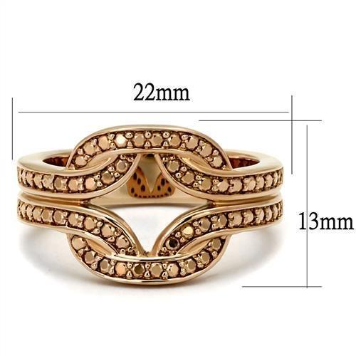 3W1336 - IP Rose Gold(Ion Plating) Brass Ring with AAA Grade CZ  in Metallic Light Gold-1