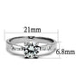 3W1339 - Rhodium Brass Ring with AAA Grade CZ  in Clear-1