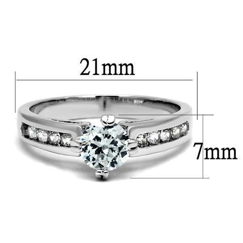 3W1340 - Rhodium Brass Ring with AAA Grade CZ  in Clear-1