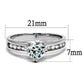 3W1340 - Rhodium Brass Ring with AAA Grade CZ  in Clear-1