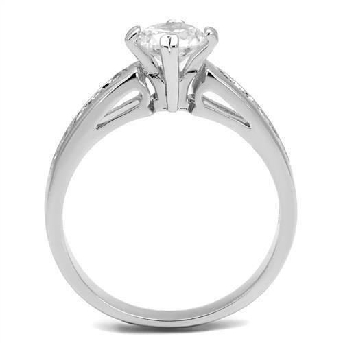 3W1340 - Rhodium Brass Ring with AAA Grade CZ  in Clear-2