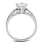 3W1340 - Rhodium Brass Ring with AAA Grade CZ  in Clear-2