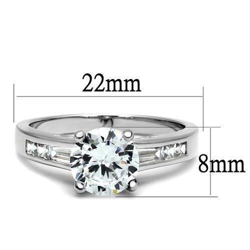 3W1341 - Rhodium Brass Ring with AAA Grade CZ  in Clear-1