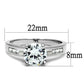 3W1341 - Rhodium Brass Ring with AAA Grade CZ  in Clear-1