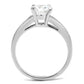 3W1341 - Rhodium Brass Ring with AAA Grade CZ  in Clear-2