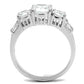 3W1343 - Rhodium Brass Ring with AAA Grade CZ  in Clear-2