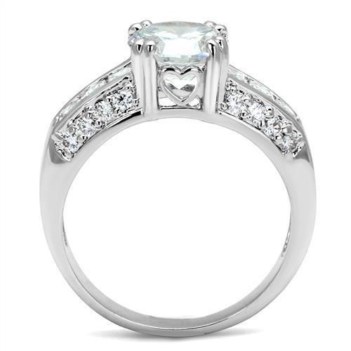3W1344 - Rhodium Brass Ring with AAA Grade CZ  in Clear-2