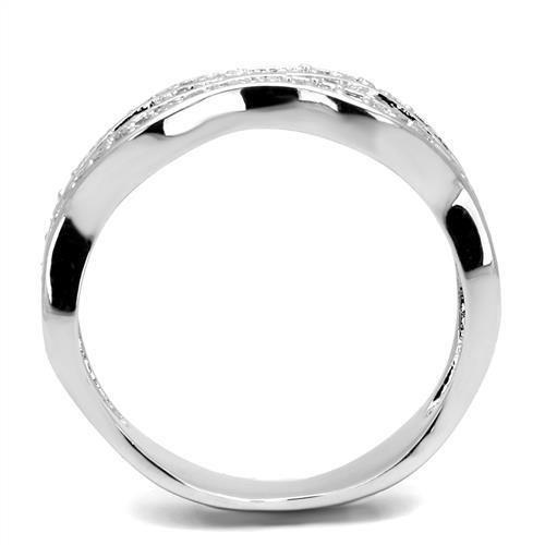3W1345 - Rhodium Brass Ring with AAA Grade CZ  in Clear-2