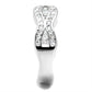 3W1345 - Rhodium Brass Ring with AAA Grade CZ  in Clear-3