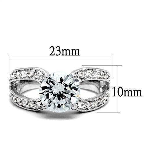 3W1348 - Rhodium Brass Ring with AAA Grade CZ  in Clear-1