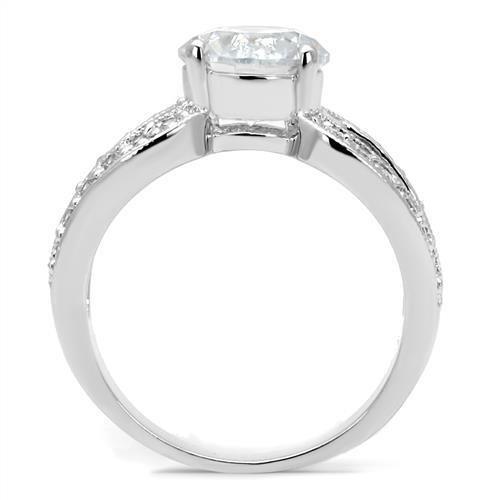 3W1348 - Rhodium Brass Ring with AAA Grade CZ  in Clear-2