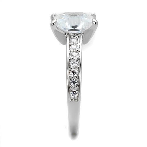 3w1349 - Rhodium Brass Ring with AAA Grade CZ  in Clear-3