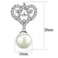 3W1353 - Rhodium Brass Earrings with Synthetic Pearl in White-1