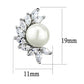 3W1354 - Rhodium Brass Earrings with Synthetic Pearl in White-1
