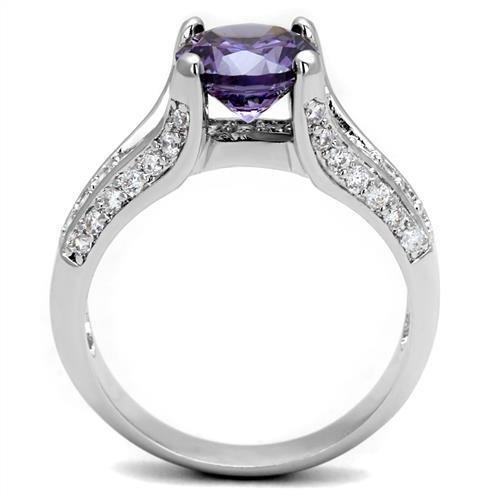 3W1359 - Rhodium Brass Ring with AAA Grade CZ  in Amethyst-2