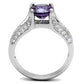 3W1359 - Rhodium Brass Ring with AAA Grade CZ  in Amethyst-2
