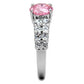3W1361 - Rhodium Brass Ring with AAA Grade CZ  in Rose-3