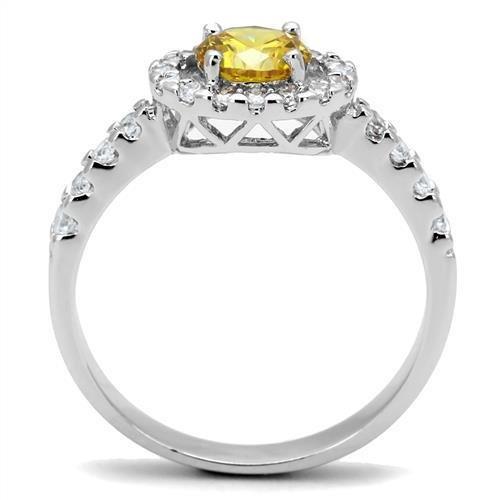 3W1362 - Rhodium Brass Ring with AAA Grade CZ  in Topaz-2
