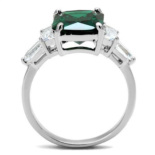 3W1363 - Rhodium Brass Ring with Synthetic Spinel in Emerald-2